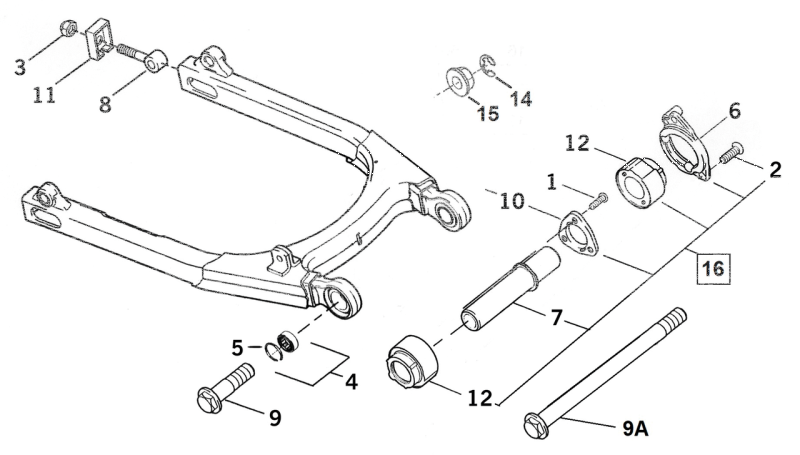 GHDP SWINGARM PIVOT SHAFT XL14-up (IT)