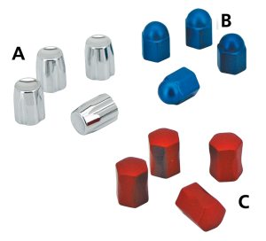 4Pck AcornNut Design Valve Stem Cap Blue