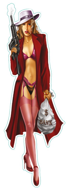Gangster babe decal 2.75"x8.36" (IT)