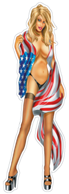 USA flag babe decal 2.75"x8.3" (IT)