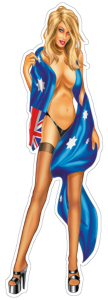 Australian flag babe decal 2.75"x8.3" (IT)