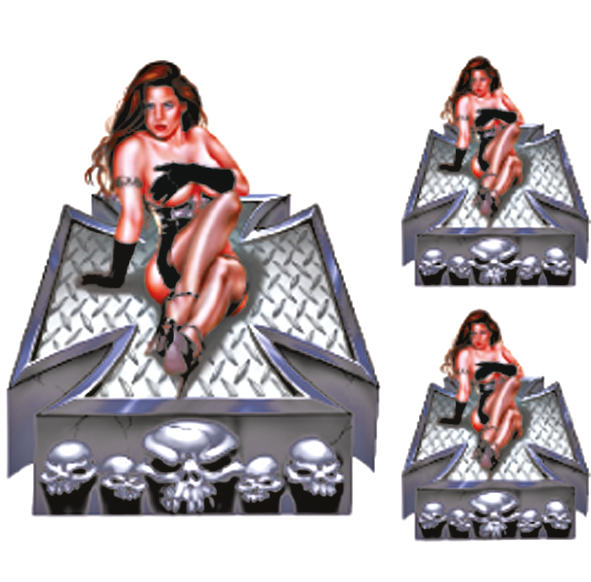 Skull n Babe 3.6X4.43 decal (IT)