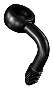 Black SS AN-3 banjo fitting 3/8" 90degr.