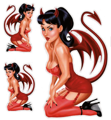 VINTAGE DEVIL PIN UP 6X8IN DECAL (IT)