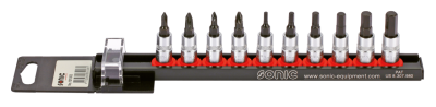 1/4" Socketbitset Metric 10Pc on rail (IT)