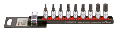 1/4" Socketbitset Hex metric 9Pc on rail