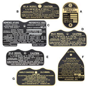 Data plate 1940 WLA rivet-on brass (IT)