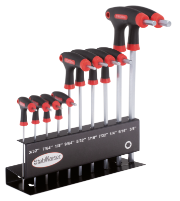 10Pc T-Grip allen wrench set 3/32"-3/8"