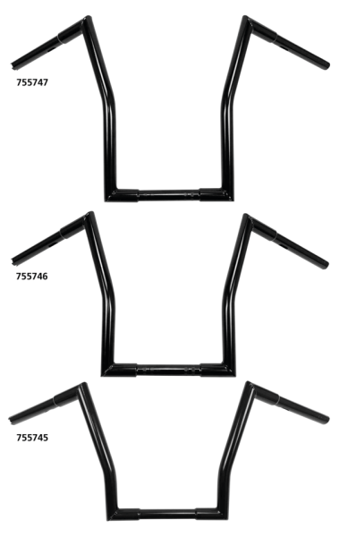 1" Square Fat Ape Hanger 17" BLK TBW (IT)