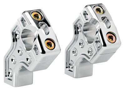 JM PB Risers 2.5" Dual Clamp Chrome