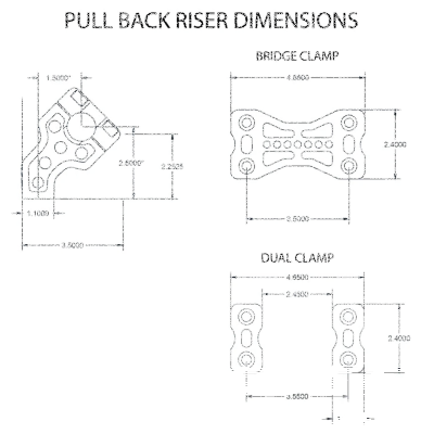 JM PB Risers 2.5" Bridge Clamp Chrome (IT)