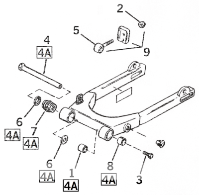 Pivot bolt kit w/bearings XL82-03 (IT)