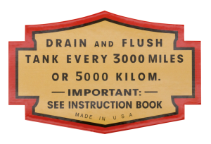 Each Oil tank decal FLH style Drain&flsh