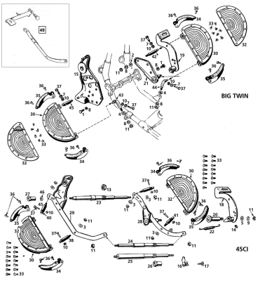 Rod, rear footboard 45CI32-50 Parkerized (IT)