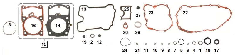 Valve stem seals XG15-20, set/8 (IT)