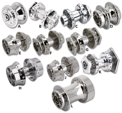 Rear hub assy FLH/T86-99 chrome (IT)