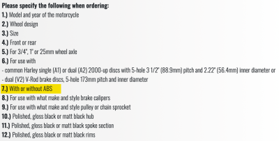 Ricks ABS bearing option