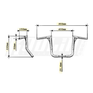 Kodlin, Flow-bar bagger handlebar 33cm high. Black