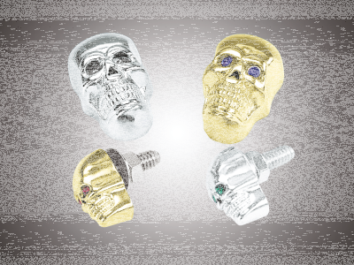 GZP Skull krommet chrome red eyes Small (FR)