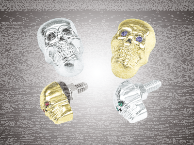 GZP Skull krommet Large chrome blue eyes (FR)
