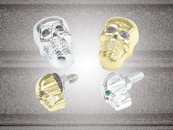 GZP Skull krommet Large chrome red eyes (FR)