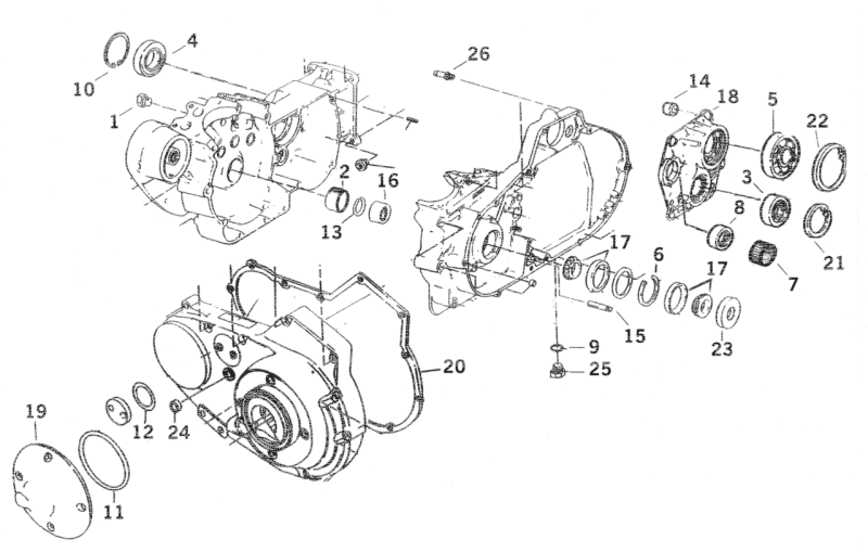 L/H Crankcase bearing XL77-up (FR)