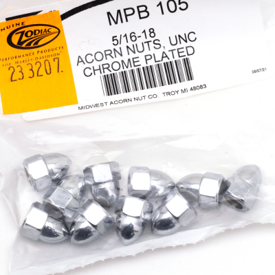 10pck Chrome Acorn nuts 5/16-18 (FR)