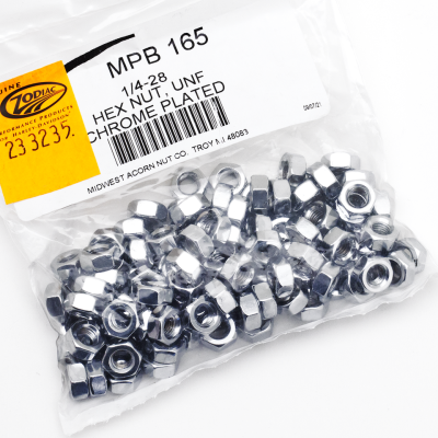 100pck Chrome hex nut 1/4-28 UNF