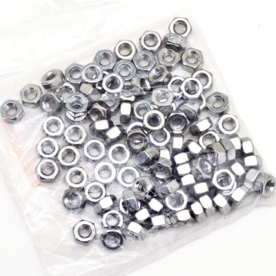 100pck Chrome hex nut 1/4-20 UNC