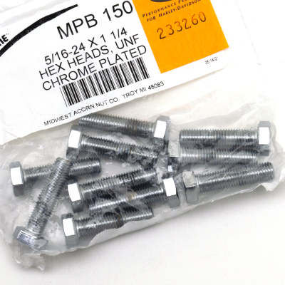 10pck Chrome hex head screws 5/16-24x1-1 (FR)
