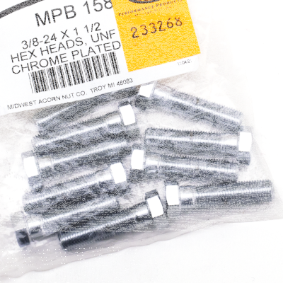 10pck Chrome hex head screws 3/8-24x1-1/ (FR)