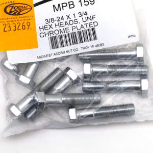 10pck Chrome hex head screws 3/8-24x1-3/