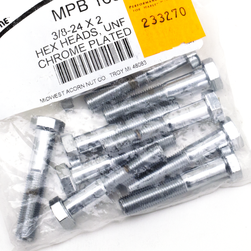 10pck Chrome hex head screws 3/8-24x2  1 (FR)