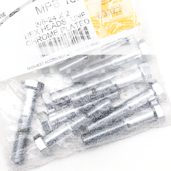 10pck Chrome hex head screws 3/8-24x2  1 (FR)