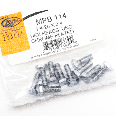 10pck Chrome hex head screws 1/4-20x3/4 (FR)
