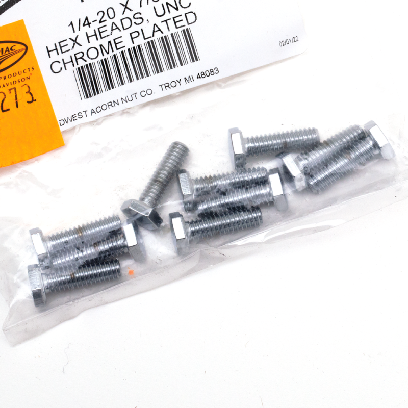 10pck Chrome hex head screws 1/4-20x7/8 (FR)