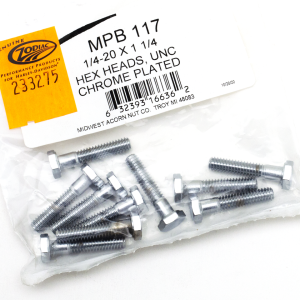 10pck Chrome hex head screw 1/4-20x1-1/4 (FR)