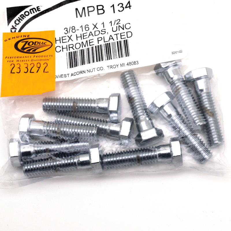 10pck Chrome hex screws 3/8-16x1-1/2 (FR)