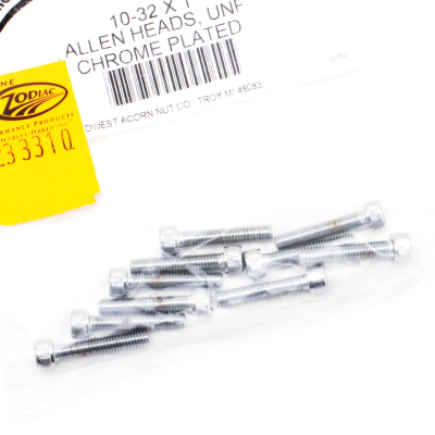 10pck Chrome allen screws 10-32x1 (FR)