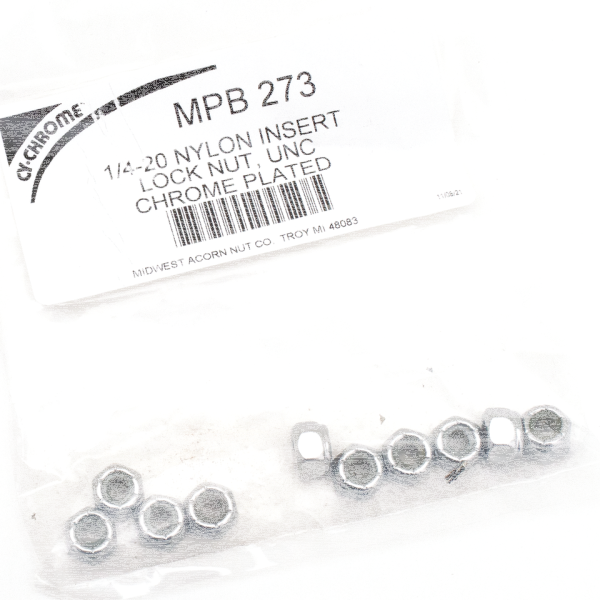 10pck Chrome nylock nuts 1/4-20 UNC (FR)