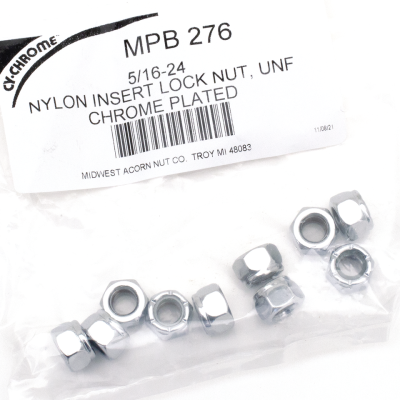 10pck Chrome nylock nuts 5/16-24 UNF (FR)