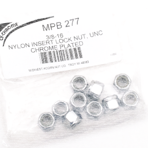 10pck Chrome nylock nuts 3/8-16 UNC (FR)