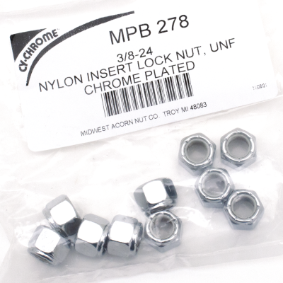 10pck Chrome nylock nuts 3/8-24 UNF (FR)