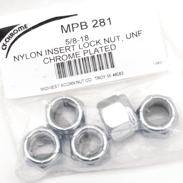 5pck Chrome nylock nuts 5/8-18 UNF (FR)