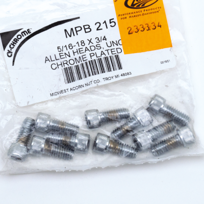 10pck Chrome allen screws 5/16-18x3/4 (FR)