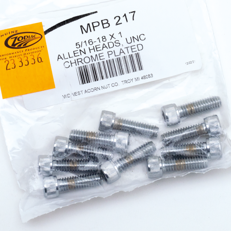 10pck Chrome allen screws 5/16-18x1 (FR)