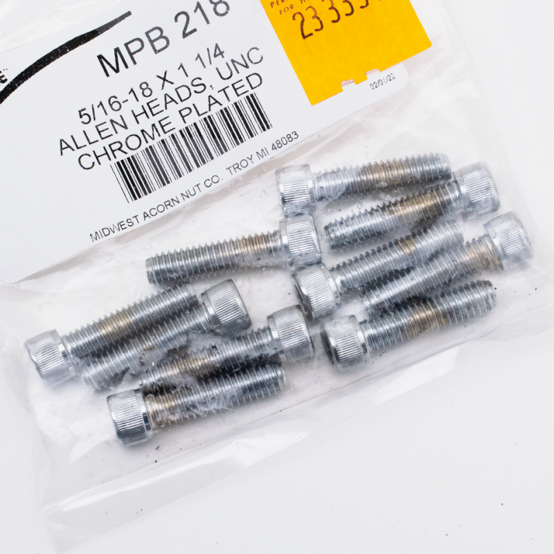 10pck Chrome allen screws 5/16-18x1- (FR)