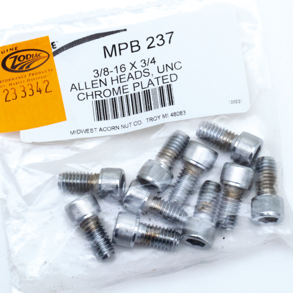 10pck Chrome allen screws 3/8-16x3/4 (FR)