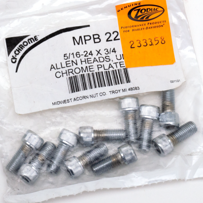 10pck Chrome allen screws 5/16-24x3/ (FR)