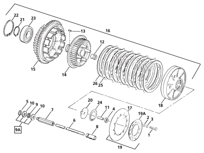 5 speed clutch pushrod rel. center 87-89 (FR)